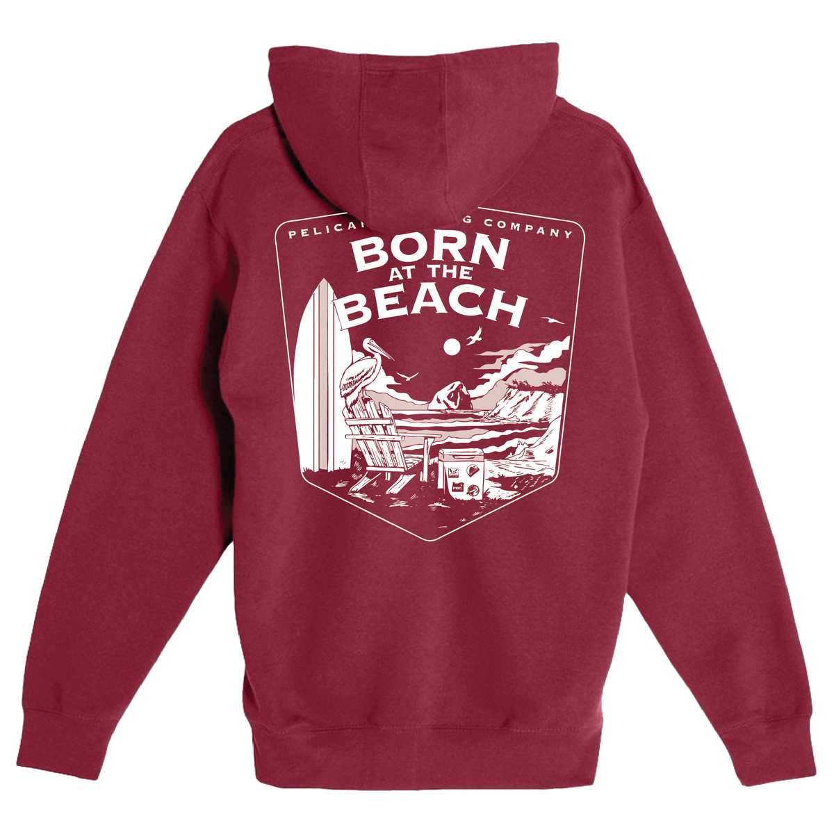 Born at the Beach Full Zip Hoodie Burgundy